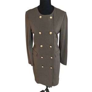 Nanette Lepore Womens Double Breasted Blazer Sheath Dress Army Green Sz 8